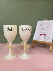 Unbreakable Wine Glass with Customisable Name - Set of 2  White