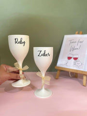 Unbreakable Wine Glass with Customisable Name - Set of 2  White