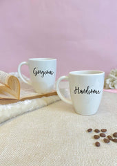 Unbreakable Couple Mugs - Gorgeous and Handsome - Set of 2 - White