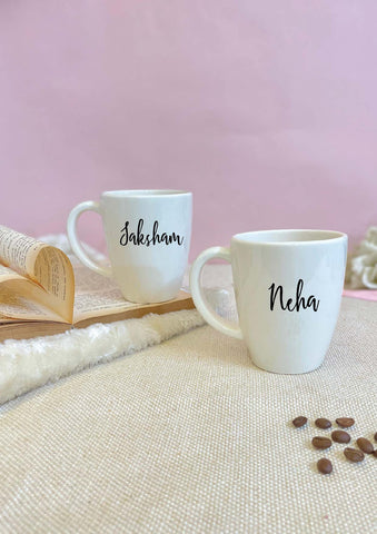 Unbreakable Mug with Customisable Name - Set of 2  White