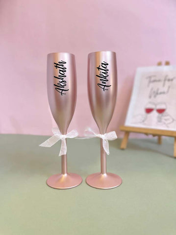 Unbreakable Champagne Flutes with Customisable Name - Set of 2 Copper