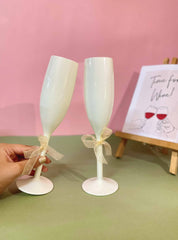 Unbreakable Champagne Flutes- Set of 2 :- Irresistible ivory white