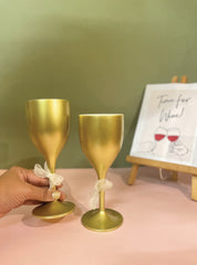 Non Breakable Wine Glass Gift Set - Gold