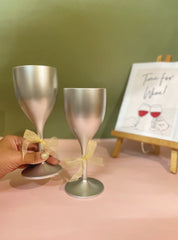 Non Breakable Wine Glass Gift Set - Silver