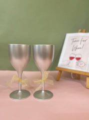 Non Breakable Wine Glass Gift Set - Silver