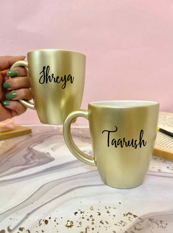 Unbreakable Mug with Customisable Name - Set of 2 Gold