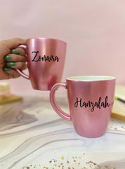 Unbreakable Mug with Customisable Name - Set of 2 Rose Gold