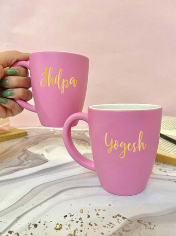 Unbreakable Mug with Customisable Name - Set of 2 Bubble gum