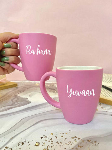 Unbreakable Mug with Customisable Name - Set of 2 Bubble gum