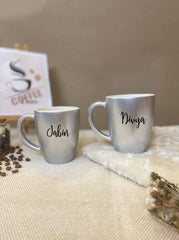 Unbreakable Mug with Customisable Name - Set of 2 Silver