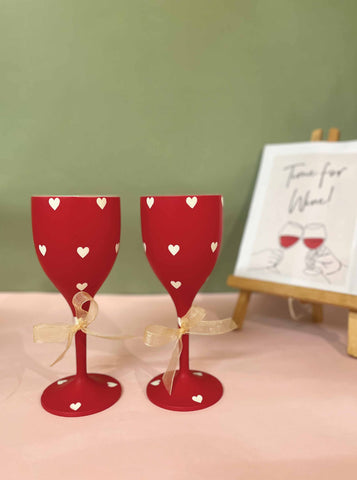 Non Breakable Wine Glass Gift Set - Red