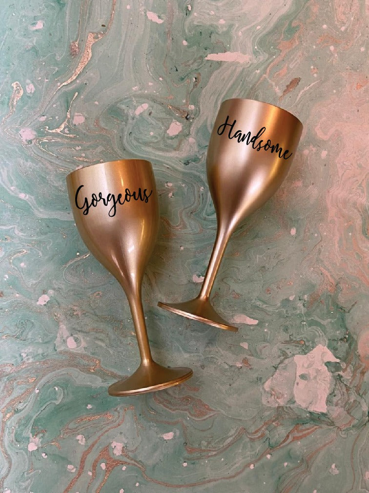 Unbreakable Wine Glass with Customisable Name - Set of 2 Silver –  StallionBarware